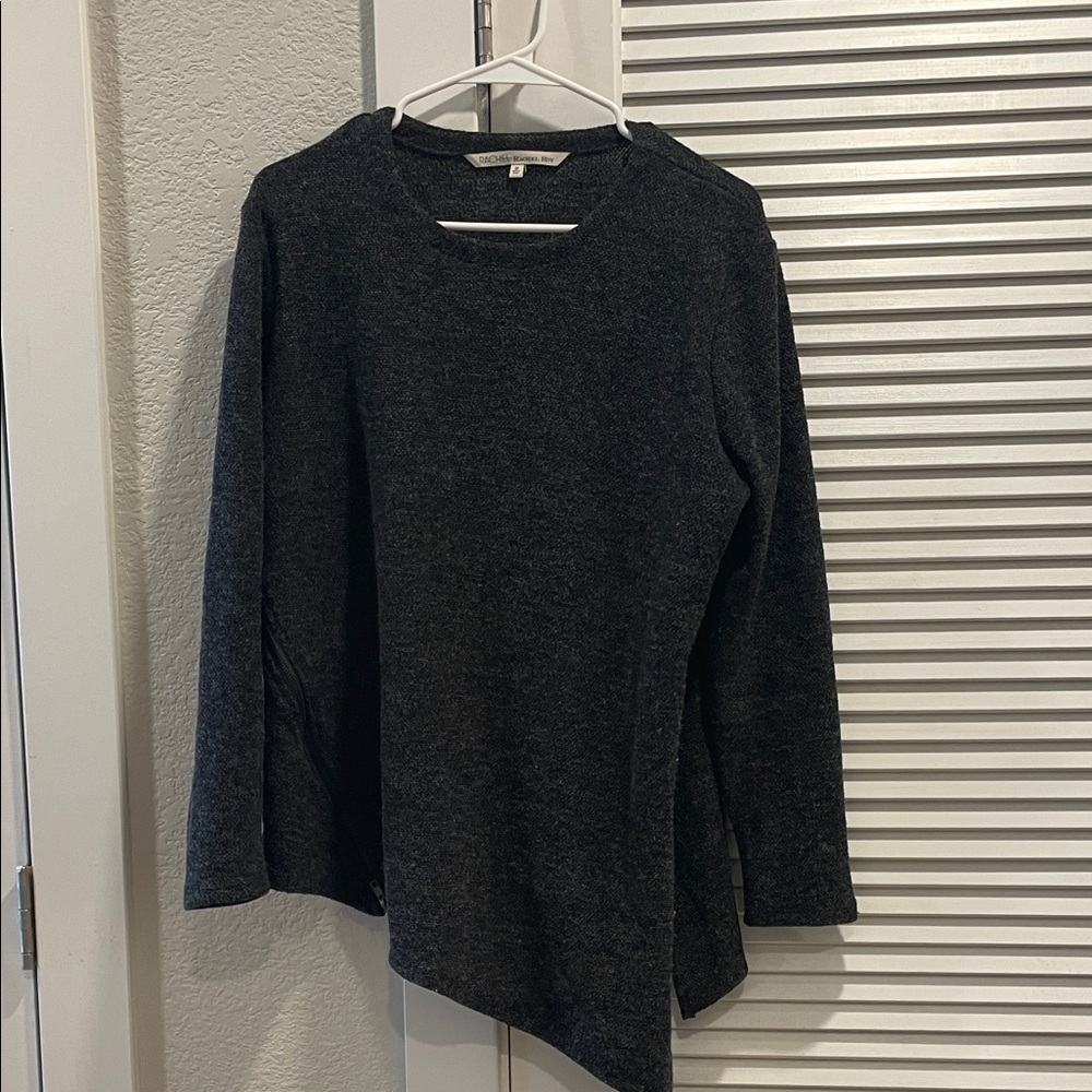 RACHEL Rachel Roy Asymmetrical Charcoal Knit Top
